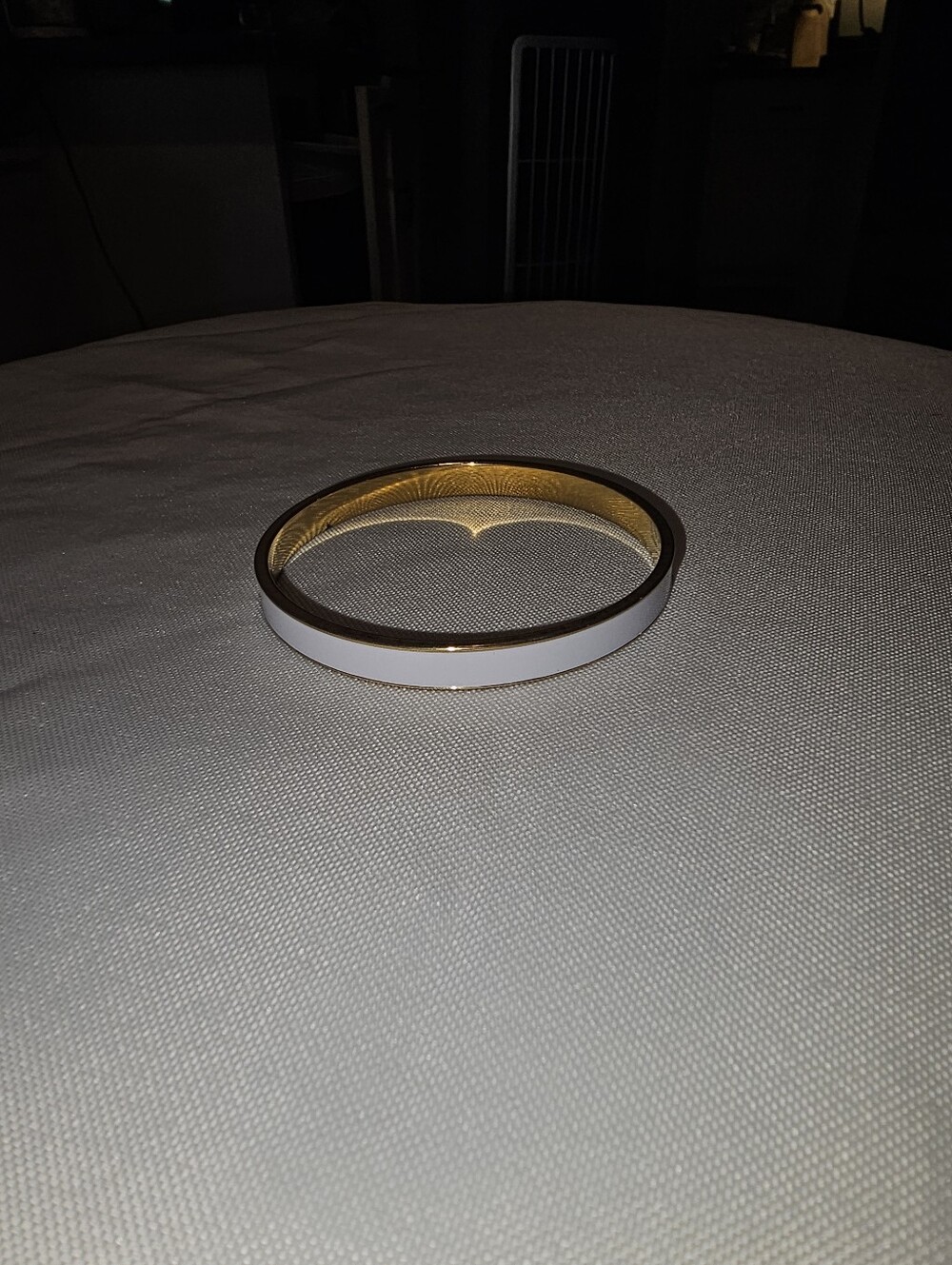 Classic White and Gold Monet Enamel Bangle Bracelet - Picture 1 of 3